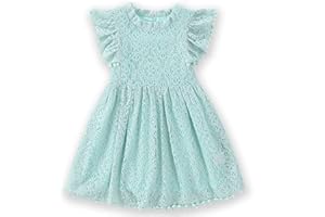 PythJooh Toddler Girl Flutter Sleeve Party Dress Baby Kids Elegant Lace Pom Pom Princess Dress for 1-7Years