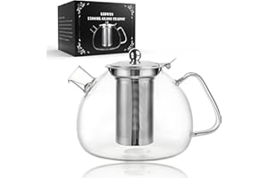 LIBWYS Teapot - 1500 ml with Removable Strainer, Heat-Resistant Borosilicate Glass, Brews Tea, Flower, Herbal and Tea Bags, Easy to Clean