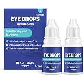 Healthcare by Amazon Eye Drop with Sodium Hyaluronate 0.2%, 15ml (Pack of 2) (Formerly an Amazon Basic Care Brand, Same Produ