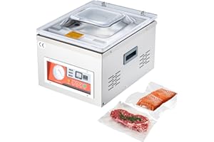 VEVOR Machine à Vide Numérique Machine à Emballer sous Vide Emballage 6,5 cbm/h, Machine sous Vide Professionnel en Acier Inoxydable avec Chambre 33 x 27 x 5 cm pour Sceller Aliments Fruits Viandes