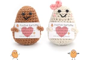 MUCOOS Positive Potato, Glücksbringer Positive Kartoffel Pocket Hug Geschenke, Beste Freundin Geschenke für Freundin, Creative Knitted Wool Kartoffel Doll mit Positiver Energiekarte(Kartoffelpaar)