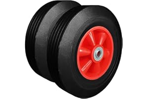 KETOBARROW 10" Wheel Heavy Duty Solid Rubber Tyre 255mm Puncture Proof Wheelbarrow Sack Truck Cart Wheel with 20mm Roller Bearings - 2 Wheels