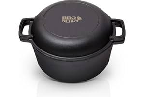 BBQ NERD BBQ-Nerd© Cocotte - Cacerola de hierro fundido (6,7 L, función 2 en 1)