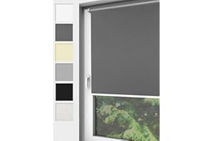 ‎HOME-VISION Home-Vision® Verdunkelungsrollo Klemmfix, ohne Bohren mit Klämmträgern, Fensterrollo, Seitenzugrollo, Verdunklungsrollo, Lichtundurchlässig Thermorollo (Graphit, B80cm x H220cm)