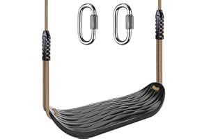 Dolibest Swing Seat, Kids Hard Plastic Swings Indoor/Outdoor Child Tree Swinging Board with Adjustable 130-200cm Rope for Baby/Teens, Black Water Ripples / 250lbs