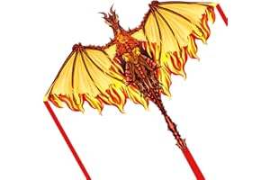 SIMXKAI Dragon Kite per adulti, bambini, ragazzi, principianti, spiaggia, grande, età 8-12 anni, facile da volare, grande linea singola (rosso)