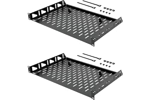 Tecmojo 19 tum 1U 304,8mm djup Hylla för Fast Montering, Montering Fram, med Halkskydd, Server- och Nätverksrackhylla, 25kg l