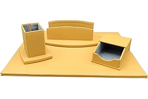oggettando set scrivania in ecopelle con accessori composto da scrittoio apribile, portalettere, portapenne, portabigliettini (giallo)