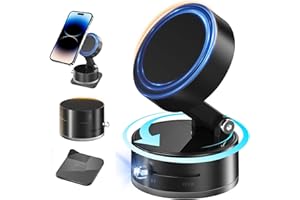 GORSMOON 2025 Neu Magnetische Handyhalterung Auto für MagSafe mit 17N Magneten & 360° Rotation – Faltbare Saugnapf-Halterung für iPhone 12–16 & alle Smartphones mit Magnetring – Für Auto & Scheibe (M3-Schwarz)