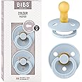 BIBS Colour Soother 2-Pack, BPA Free Dummy Pacifier, Round Nipple. Natural Rubber Latex, Made in Denmark, Size 2 (6-18 Months), Baby Blue