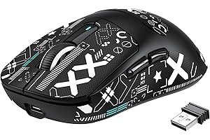 VGN GAMEPOWER ATTACK SHARK X3 SUPERLIGHT Mouse Gaming Wireless, 49g Ultraleggero Mouse da Gioco, PixArt PAW3395, 26,000 DPI, 2.4G/BT5.0/Cablato, Mouse Grip Tape, Durata Batteria 200Hrs, Nero