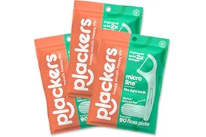 Plackers Micro Mint Lot de 3 paquets de 90 cure-dents pour fil dentaire