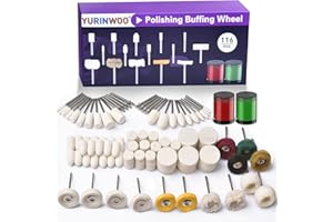 YURINWOO Kit Dremel 114 pezzi con 2 composti lucidanti, ruote abrasive e accessori per utensili rotanti gambo 1/8 pollice, kit levigatura metallo legno