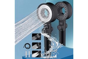Yeelan 3 w 1, oszczędzająca wodę, dwustronna słuchawka prysznicowa z wężem 1,5 m, deszczownica, zwiększenie ciśnienia z 2 filtrami, głowica prysznicowa oszczędzająca wodę (czarna)