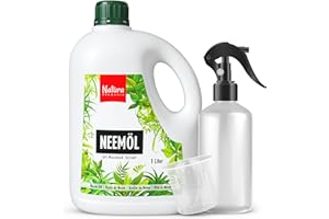 Natura Germania® Neemöl 500ml mit Waschnußextrakt mit Sprühflasche und Messbecher - Ergibt 50 Liter sprühfertige Lösung - Neem Spray zur natürlichen Pflanzenpflege für Zimmerpflanzen/Gartenpflanzen