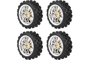 Lazmin112 Pneumatici di Ricambio 4 Pezzi per Auto RC 1:10, Pneumatici Fuoristrada da Corsa Cerchione in Gomma(Oro)