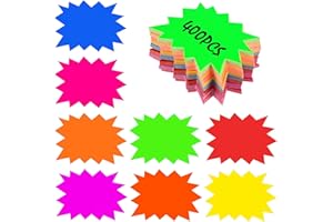HMIEPRS 400Pcs Fluoreszierend Starburst Preisschild, Neon Papier Star Burst Verkaufsschilder, 8 Farbe Verkaufsetiketten Zeichen, Preisetiketten Display Schilder für Ladengeschäft Supermärkten