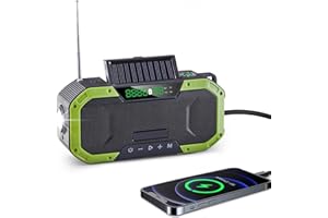 OFCASA Kurbelradio, AM/FM Tragbar USB Wiederaufladbar Notfallradio, Baustellenradio Kurbelradio mit 5000mAh Power Bank Solar Radio, Led Taschenlampe, SOS Alarm und Leselicht für Camping