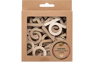‎CREATIV DISCOUNT CREATIV DISCOUNT Adventskalender Zahlen ca. 5 cm, Holz/Natur, 1-24