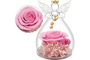 Yamonic Rosa Eterna Regalo para Mama,Flores Preservadas Regalo para Mujer,Flore Eterna con Figura Ángel Regalo Cumpleaños Mujer,Regalo Abuela,Regalos Originales Navidad Mujer Regalo Dia de la Madre