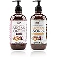 Alif Naturals Moroccan Argan & Onion Shampoo & Conditioner Set | Anti Dandruff & Damage Repair Formula fully Organic enriched with Argan oil, Pro-Vitamin B5 & Keratin for All Hair Types-Color | 300ml