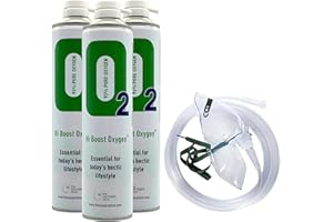 THE OXYGEN STORE Hi Boost Oxygen Can Pure Oxygen | Pure Breathing Oxygen Essential for Todays Hectic Lifestyle | Made in The UK 10l X 3 Oxygen cans Total 30l with mask and Tube