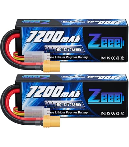 SUNPADOW Batterie Lipo 3S 6400mAh 11.1V 100C Boîtier Rigide avec Connecteur EC5 Rechargeable pour Véhicules RC Échelle 1/8 1/10 Voiture Camion Tank Buggy (2 Unités