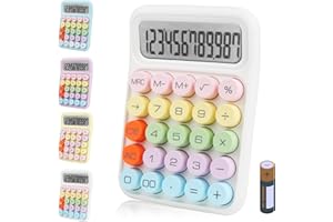 Bimormat Colorful Electronic Calculator,12 Digit Large LCD Display and Big Round Buttons Candy-Colored Desktop Calculator for Office,School,Home,Business(UK-COCA-White)