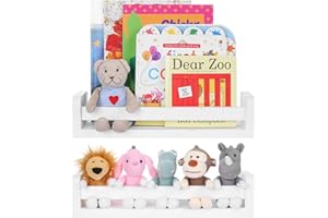 Vencipo Etagère Murale en Bois Lot de 2 pour Rangement Epices Cuisine, Etagere Murale Enfant pour Livres, Decoration Etagere Flottante Organisateur au Salon, Chambre ou Salle de Bains. (Blanc)