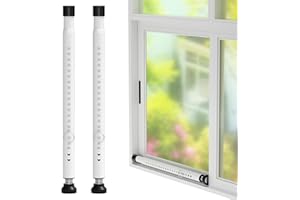 DAKEPOLE Lot de 2 barres de sécurité de 120 cm - Protection anti-effraction - Verrouillage réglable - Barre de sécurité pour fenêtre - Diamètre 25 mm - Barre de sécurité pour la maison et l'appartement - Blanc