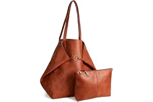 YLYYHH Große Handtasche Damen, Leder Tote Bag, Hobo-Taschen Schultertasche, Geldbörsen FÜR Frauen, Veganes Shopper Tasche, Braun