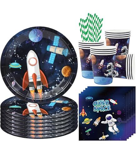 Unique Pappteller Weltraum-Party – 18 Cm, 8 Stück, Plastikfrei & Umweltfreundlich
