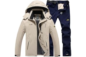 GENERISCH Skianzug Herren 2 Teilig Wasserdicht Warm Skijacke und Hose Ski Set Winter Schneeanzug Männer Snowboardanzug Atmungsaktiv Outdoor Skibekleidung Winddicht Gefüttert Zweiteiler Outfit Skioverall Kombi