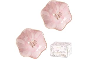 TUILFUL Trinket Dish for Women – 2pcs Gift for Her, Mum, Girl Baby Pink Ceramic Jewelry Ring Holder Trays, Aesthetic Room Decor, Cute Bedroom Accessories, Friendship, Birthday, Christmas, Housewarming