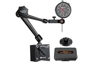 Neoteck Messuhr und Magnetstativ, Messtaster 0-20mm, Zentralklemmung Messuhrhalte für herkömmliche Messuhr - Schwarz