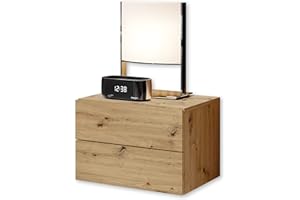Stella Trading Cabo Artisan wiszący stolik nocny, z szufladami i dużą ilością miejsca do przechowywania, materiał drewnopochodny, 42 x 28 x 30 cm