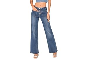 Nina Carter Flared Bootcut Jean pour Femme Taille Haute Évasé Vintage Effet Usé Stretch