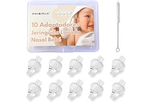 PRISMIA Pack x10 Adaptador jeringa lavado nasal bebe - Punta Silicona Jeringuilla Lavados Nasales - Protector Boquilla para Hacer Limpieza Nasal a Bebes - Seringa Lavagem Nasal Bebe