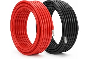 QWORK® 10 AWG 5,3 mm2 silikonkabel - 2,5 m svart och 2,5 m röd - elektrisk kabel 1 050 trådar koppartråd förtennad för RC bil