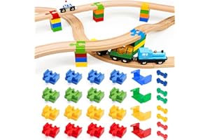 Vylyciy 28 Stück Holzeisenbahn Schienen Adapter, Schienenverbinder aus Kunststoff, Universal Holzbahnverbinder, Eisenbahn Spielzeug Zubehör für Kinder im Alter Von 3-7