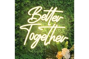 DAKABUKA Better Together,Panneau néon LED blanc chaud pour mariage, fête prénuptiale, fiançailles, anniversaire de mariage, avec interrupteur à intensité variable, alimentation USB 5 V (37.1x33 cm)