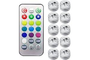 Joyan 10 Pezzi Mini Sommergibile Luce LED, Luci Piscina Impermeabile, RGB Multicolore LED Lampadine, Candele Subacquea Light con Telecomando, per Stagno, Vaso, Vasca da Bagno, Acquario, Decorazione