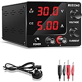 RUZIZAO DC Power Supply Variable (30V 5A), Mini Bench Power Supply with Upgraded Encoder, Adjustable Switching Regulated Powe