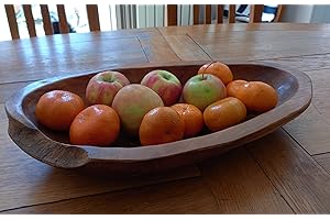 F&G Supplies Long Rustic Wooden Serving or Display Bowl Carved from Teak Roots - Contemporary and Unique!