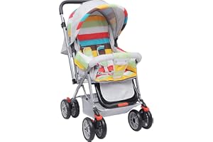 R for Rabbit Lollipop Lite Baby Stroller for 0 to 3 Years Pram with 5 Point Safety Harness, Reversible Handlebar & Cushioned Seat with 3 Level Seats Recline/Lightweight Stroller for Kids (Rainbow)