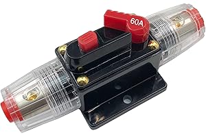 SPTSSWET Car Circuit Breaker 12V-24V DC Fuse Holder Audio Inline Circuit Breaker Reset Fuse with Manual Reset for Car Marine Trolling Motors Audio Solar Inverter System (60A)