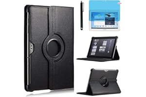 R.SHENGTE Hülle für Samsung Galaxy Tab 2 10.1'' 2012 (GT-P5100 GT-P5110 GT-P5113), 360 Grad drehbarer Ständer Schutzhülle,Mit Stylus Pen,Bildschirm Film (Black)