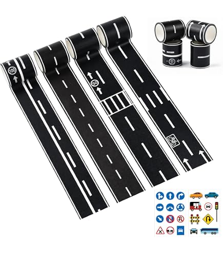 PATIKIL Nastro Adesivo Washi Stradale 8 Rotoli X 10 Metri - Nero E Bianco - Per Piste Auto E Treni Giocattolo, Craft E Decorazioni