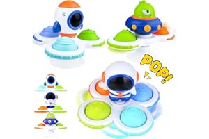 NALIKOSTY Juguetes de baño para bebés, Juguetes con Ventosa, 3 Juguetes giratorios con Ventosa para más de 12 Meses, Juguetes sensoriales Montessori, Juguetes de baño de Mesa para bebés niños y niñas