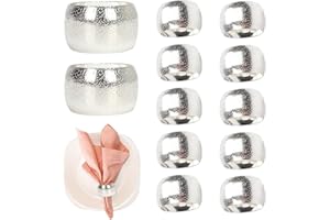 JEIIBRZUI Serviettenringe Silberner,Elegante Metall Serviettenring für Hochzeitsfeier Abendessen Thanksgiving Jubiläum Tischdekoration Napkin Rings(12, Silber)